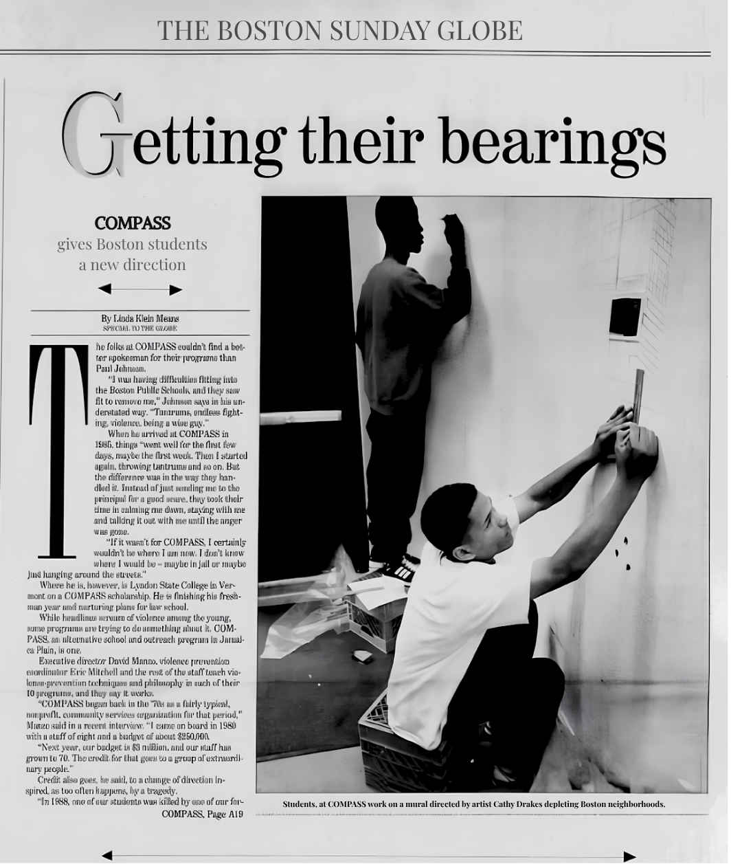 Boston Sunday Globe article titled Getting their bearings